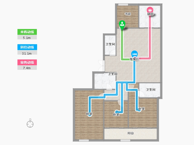 浙江省-杭州市-潮观揽月轩-144.03-户型库-动静线