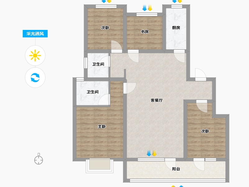 河北省-邯郸市-阳平-103.20-户型库-采光通风