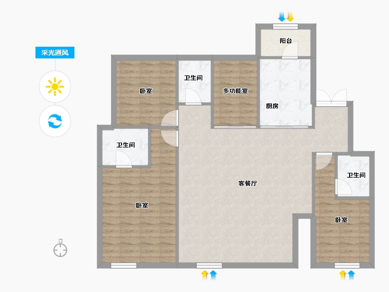 四川省-成都市-新希望经开兴东锦粼云境-114.03-户型库-采光通风