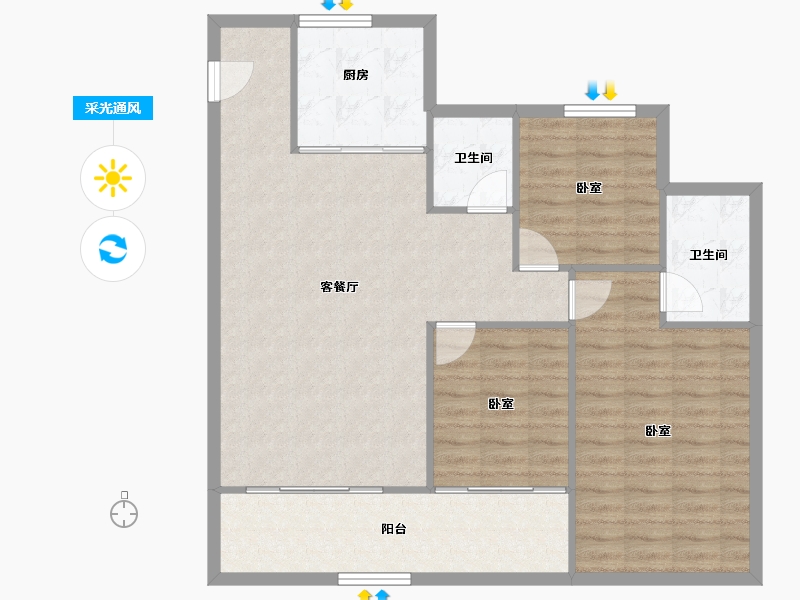 安徽省-合肥市-伟星玖峯汇-97.67-户型库-采光通风