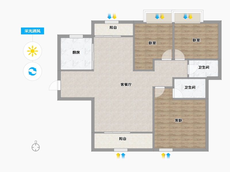 甘肃省-定西市-广银时代城-100.68-户型库-采光通风