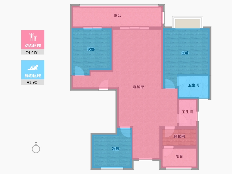 江苏省-泰州市-金通海棠湾-102.40-户型库-动静分区