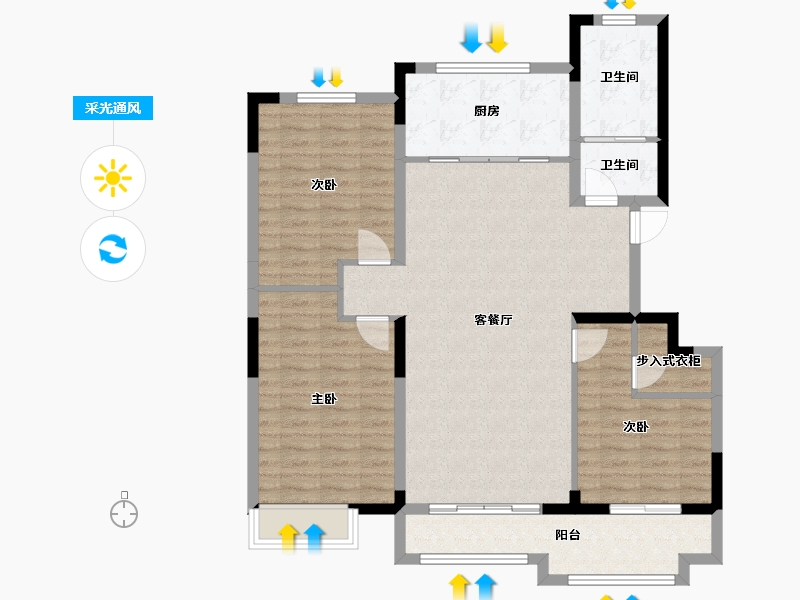 山东省-潍坊市-翡翠城-108.40-户型库-采光通风