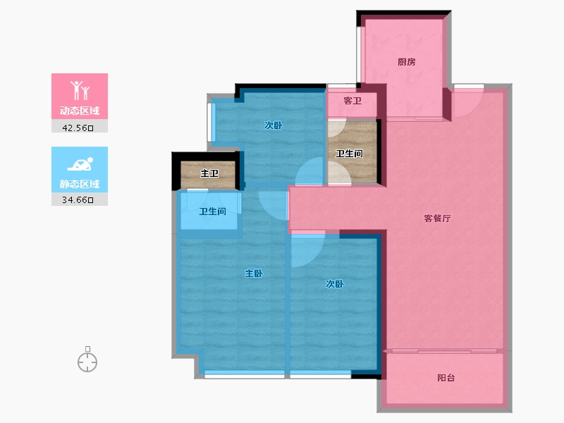 广东省-深圳市-万丰海岸城瀚府-72.70-户型库-动静分区