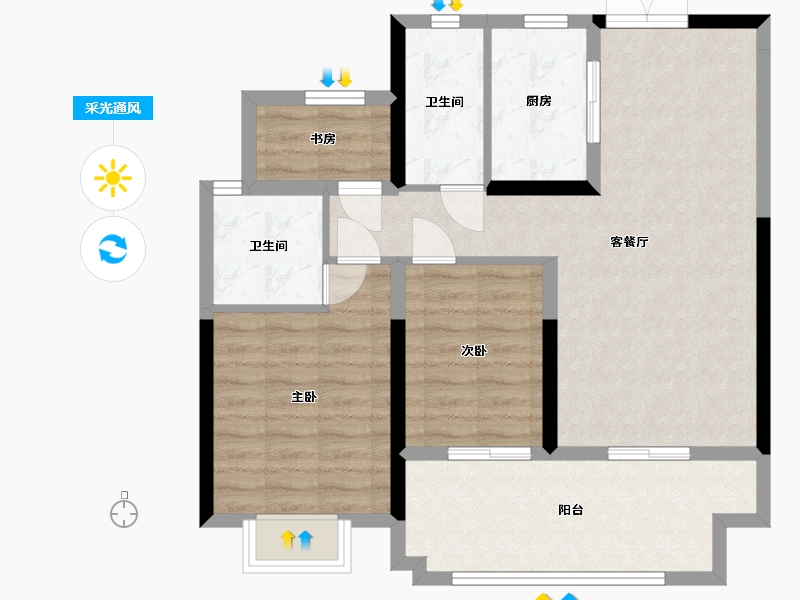 安徽省-六安市-振兴·文禾赋-87.20-户型库-采光通风