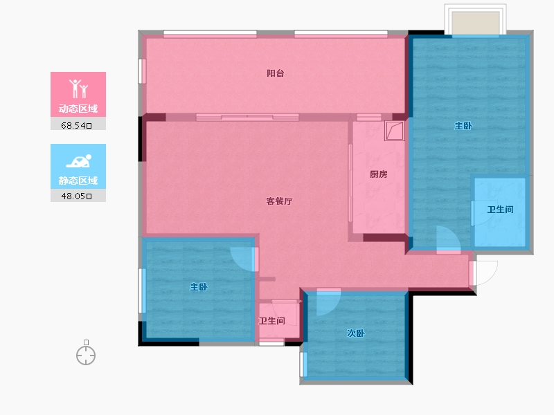 贵州省-安顺市-誉景三合-89.70-户型库-动静分区