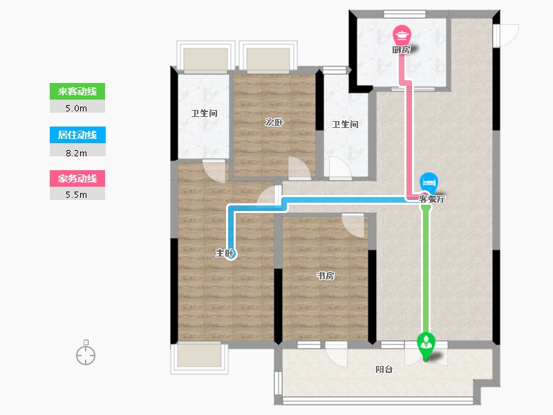 湖北省-咸宁市-中建咸宁之星-105.29-户型库-动静线