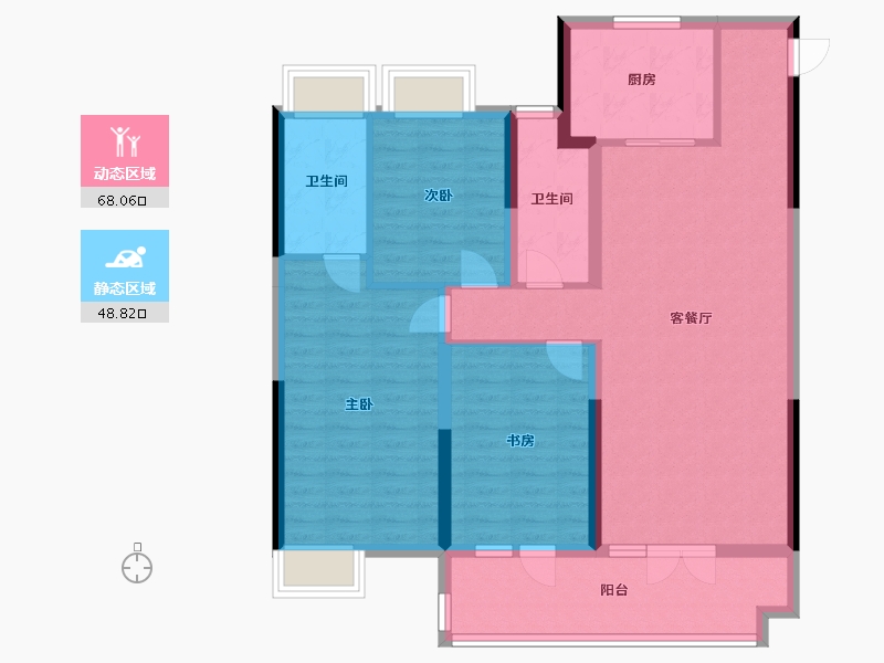 湖北省-咸宁市-中建咸宁之星-105.29-户型库-动静分区