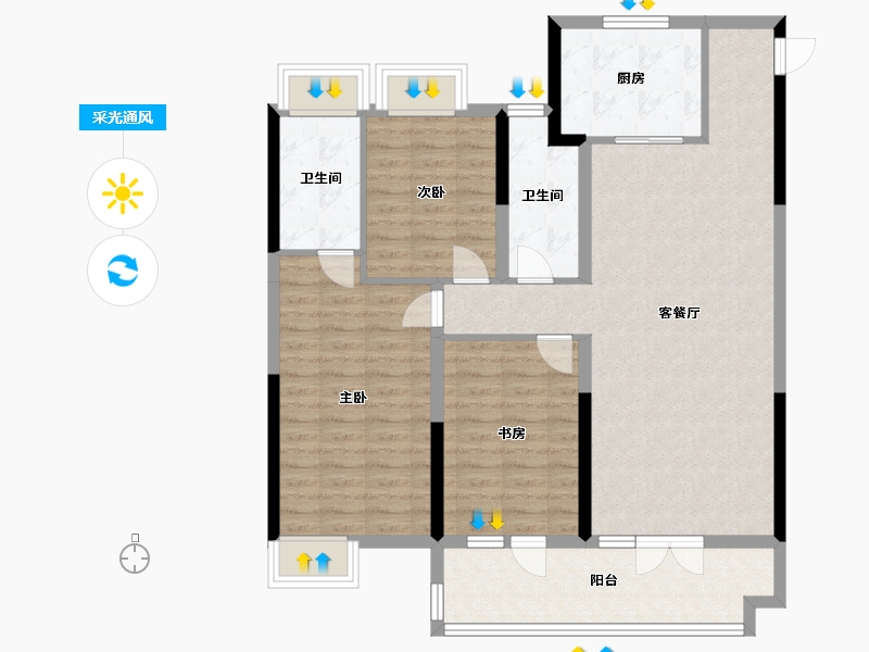 湖北省-咸宁市-中建咸宁之星-105.29-户型库-采光通风