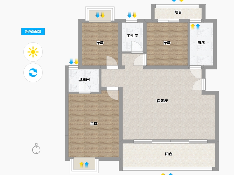 四川省-眉山市-芙蓉天府-85.76-户型库-采光通风