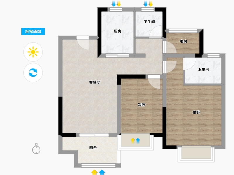 江苏省-苏州市-中澜庭-71.20-户型库-采光通风