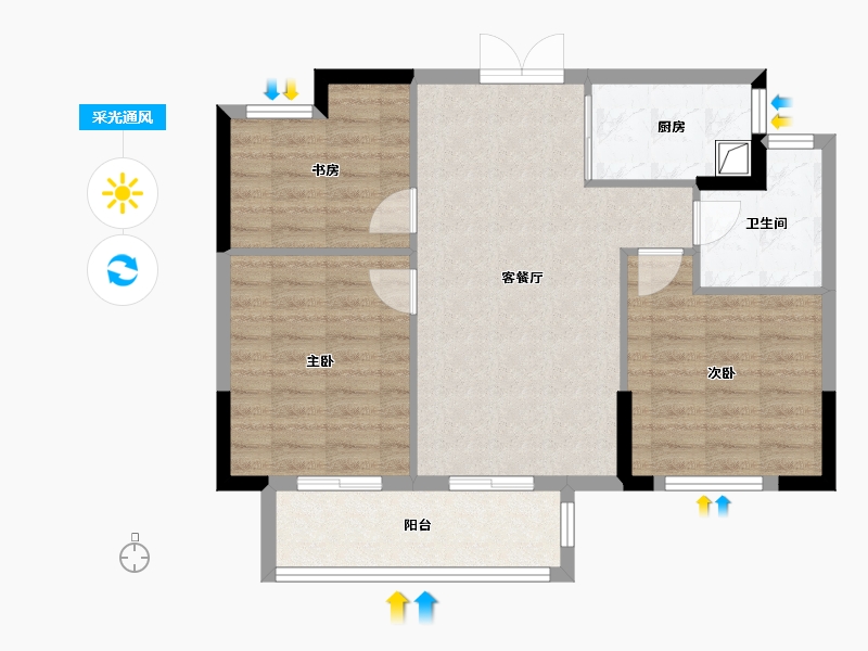 浙江省-温州市-霞庭湾-80.00-户型库-采光通风