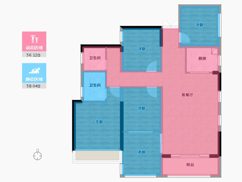 湖南省-常德市-临澧国宾府-97.60-户型库-动静分区