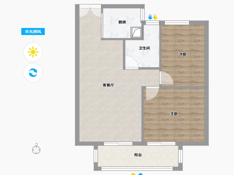 浙江省-温州市-霞庭湾-64.00-户型库-采光通风