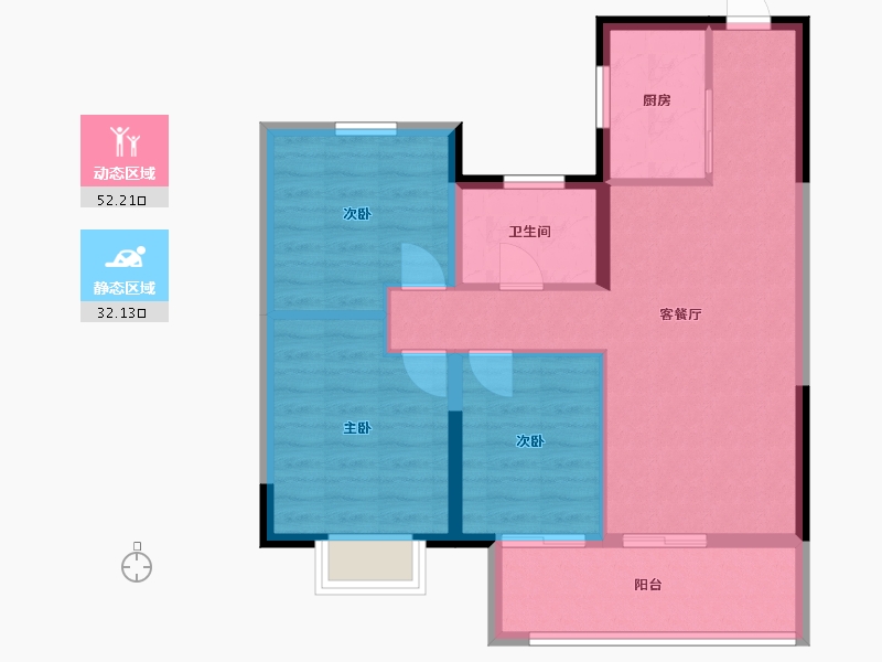 山西省-晋中市-电建地产·晋中洺悦宸苑-75.64-户型库-动静分区