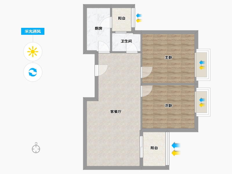 安徽省-蚌埠市-翰林世家-72.00-户型库-采光通风