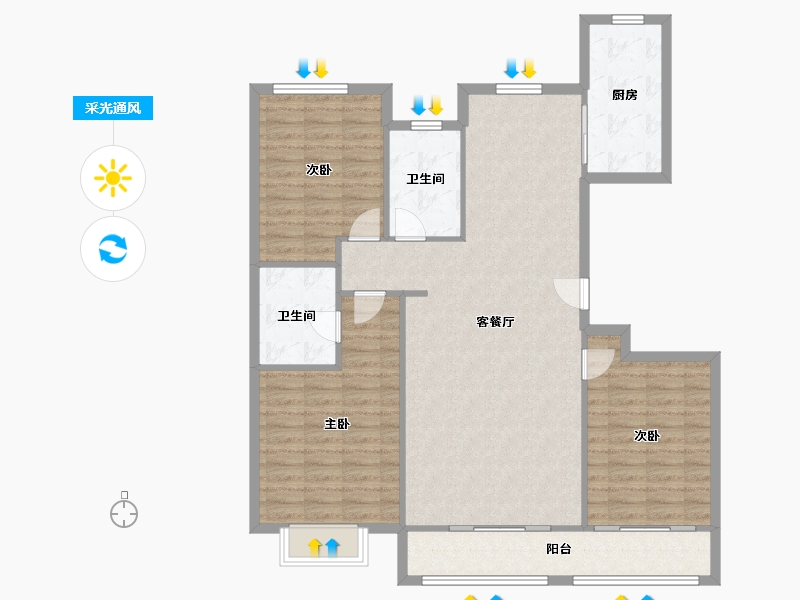 河北省-石家庄市-恒山天成二期天宫颂园-104.00-户型库-采光通风