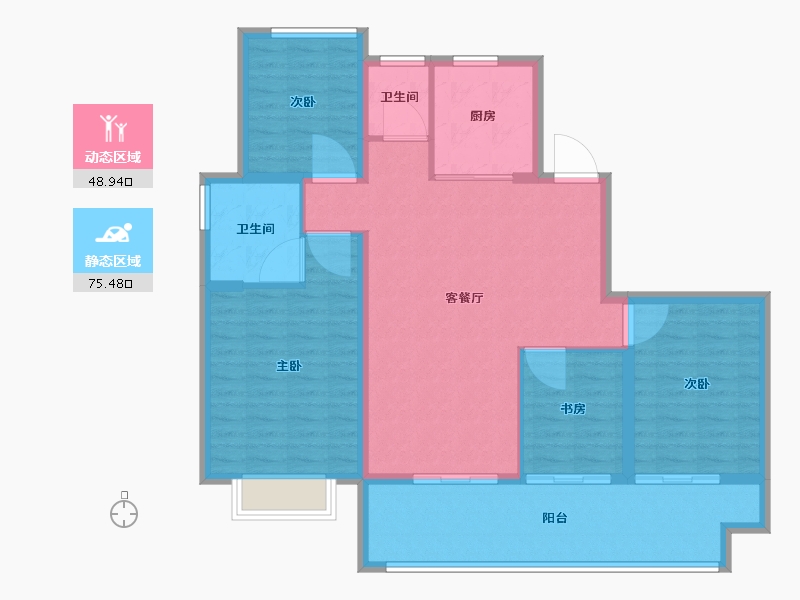 陕西省-咸阳市-渭水朝阳-113.01-户型库-动静分区