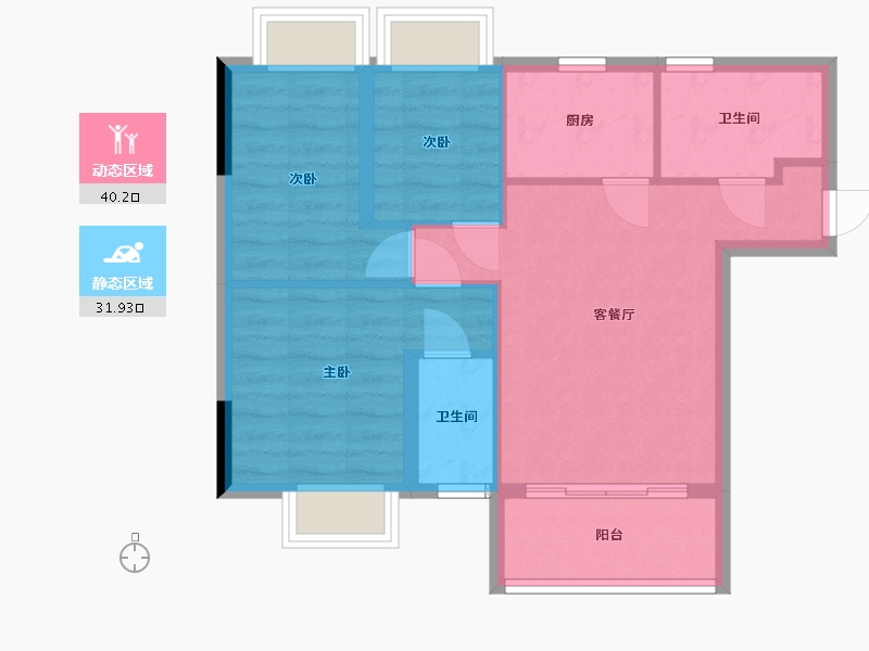 广东省-广州市-东荣文华轩8090HOUSE-65.61-户型库-动静分区