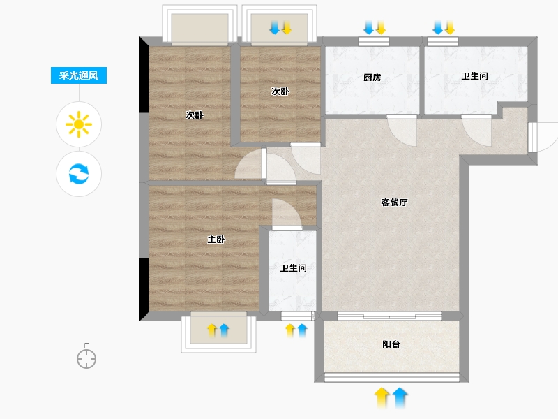 广东省-广州市-东荣文华轩8090HOUSE-65.61-户型库-采光通风