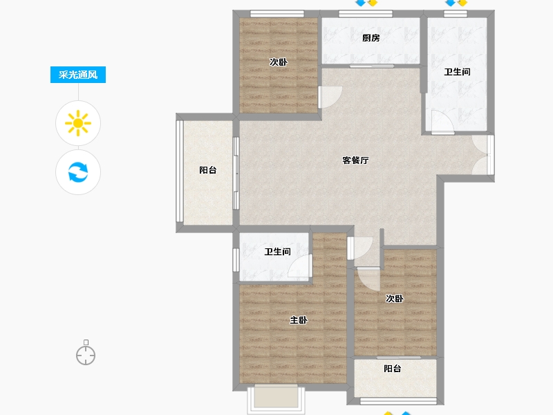 江苏省-连云港市-晶祥苑5号-106.40-户型库-采光通风