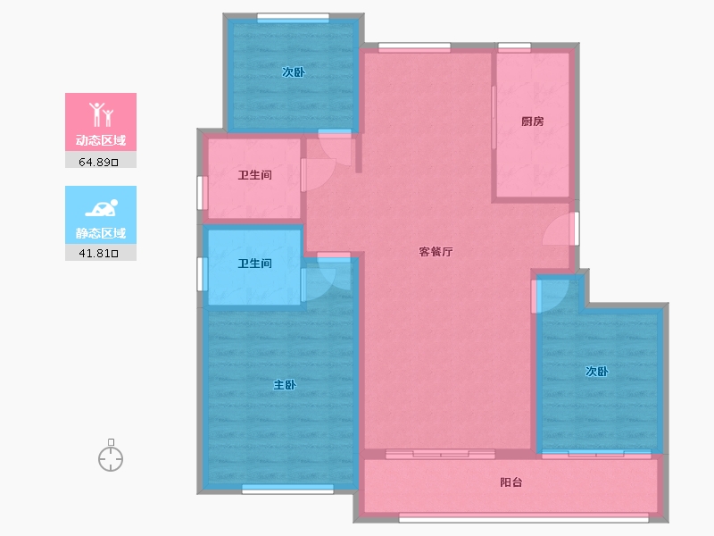 内蒙古自治区-赤峰市-书香雅苑-102.64-户型库-动静分区