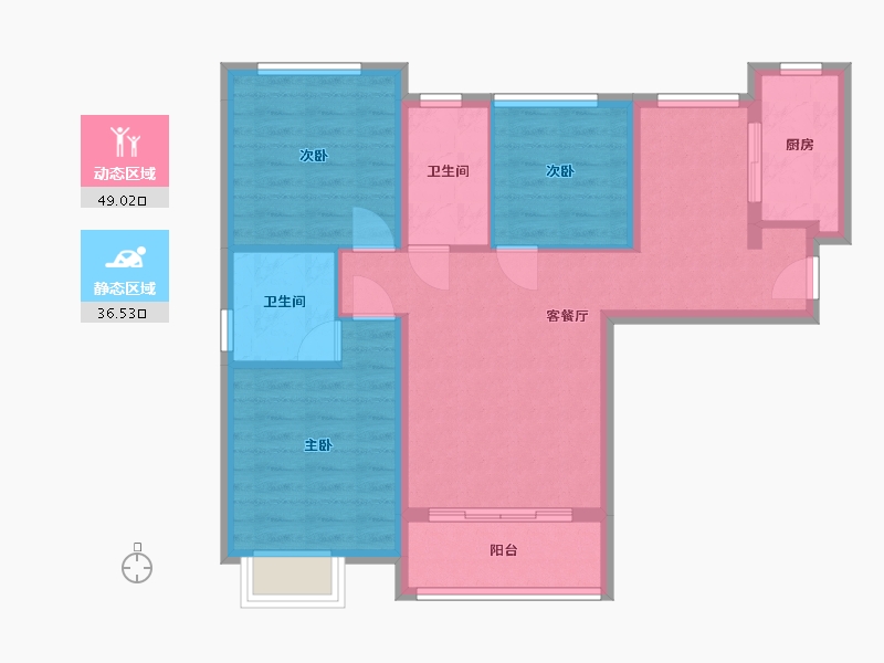 河南省-郑州市-胖庄一号院-78.00-户型库-动静分区