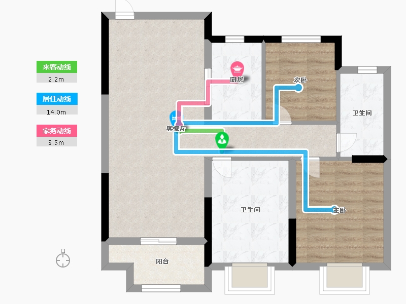 浙江省-绍兴市-天樾东府-71.99-户型库-动静线