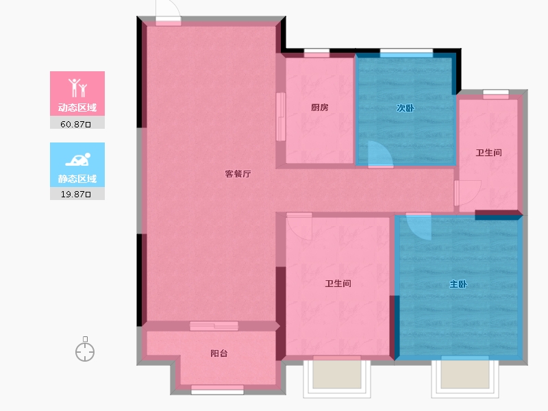 浙江省-绍兴市-天樾东府-71.99-户型库-动静分区