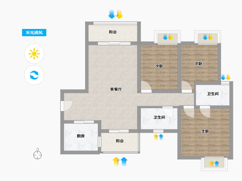 四川省-成都市-友谊花园-81.60-户型库-采光通风