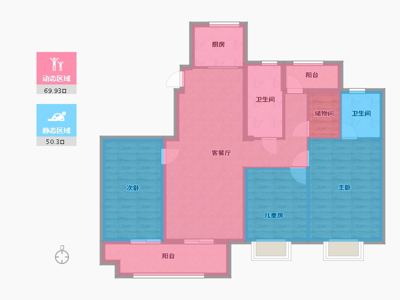 江苏省-盐城市-龙运仕家-107.98-户型库-动静分区