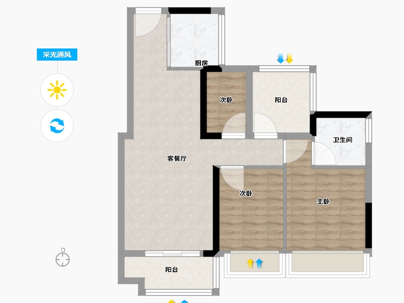 广东省-广州市-中铁·阅江来-71.00-户型库-采光通风