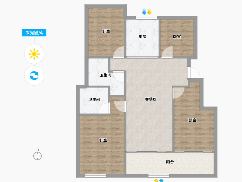 浙江省-杭州市-华昭府-88.77-户型库-采光通风