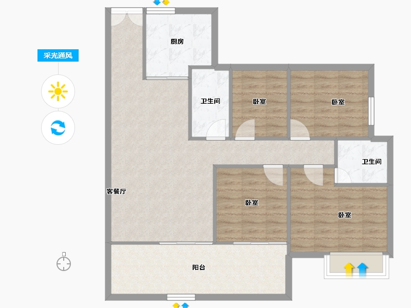 湖北省-恩施土家族苗族自治州-四季·未来城-96.86-户型库-采光通风