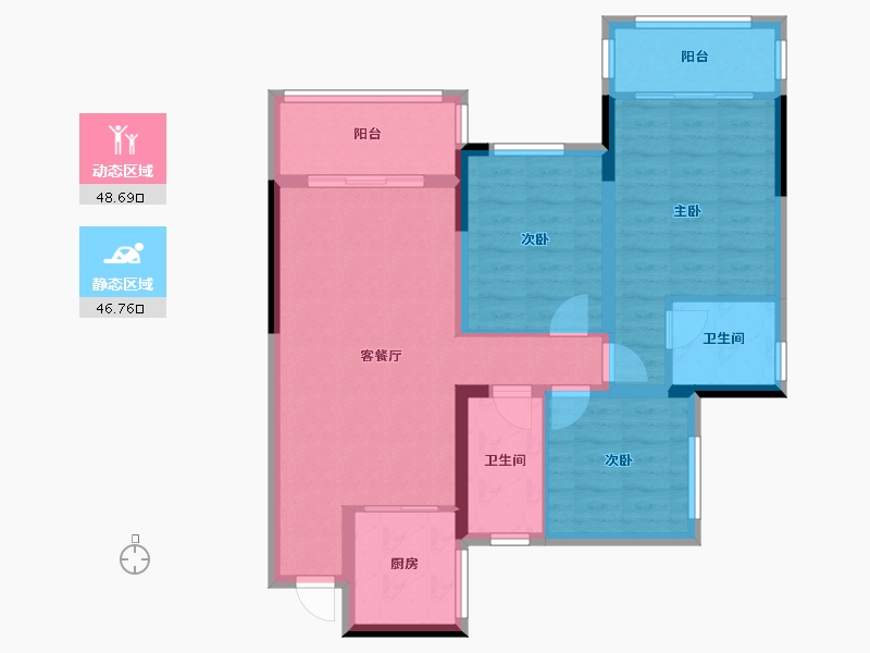 四川省-宜宾市-鑫洋·央玺-85.02-户型库-动静分区