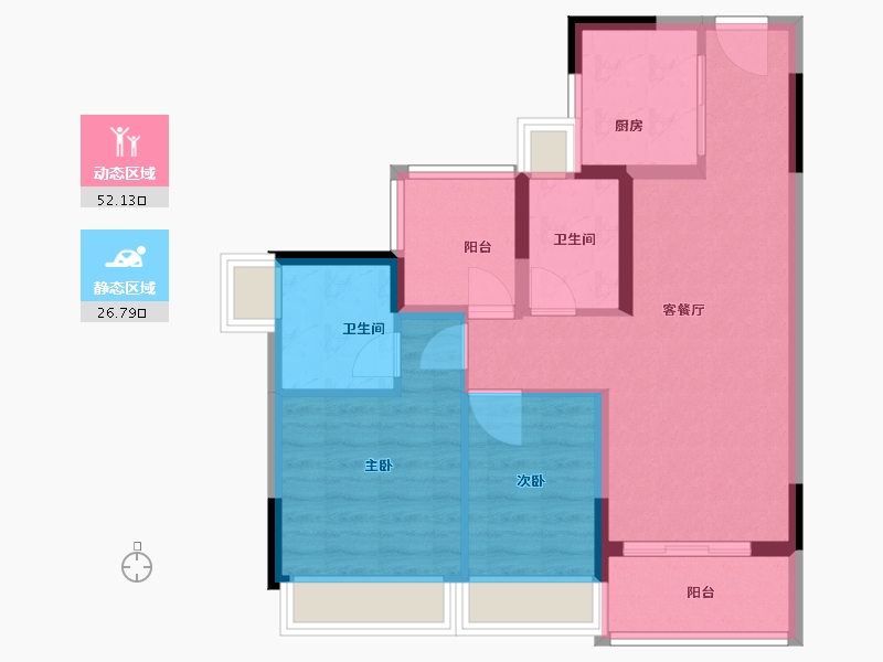 广东省-广州市-雅居乐海伦堡溪境花园-70.01-户型库-动静分区