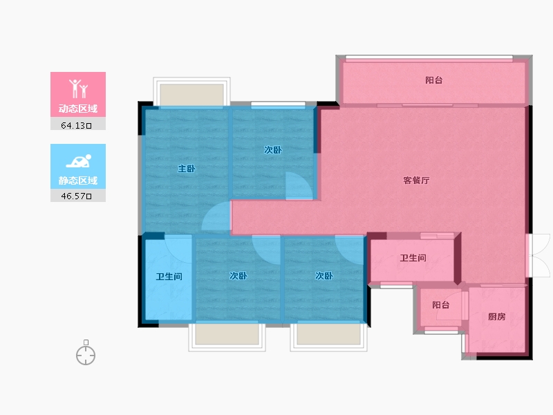 四川省-成都市-望庭学苑-100.43-户型库-动静分区