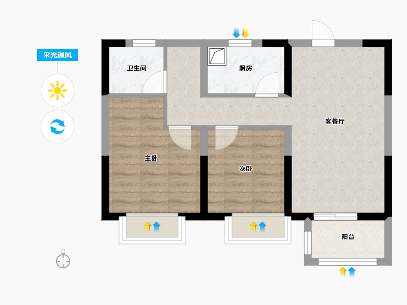 浙江省-温州市-泽霞雅苑-64.00-户型库-采光通风