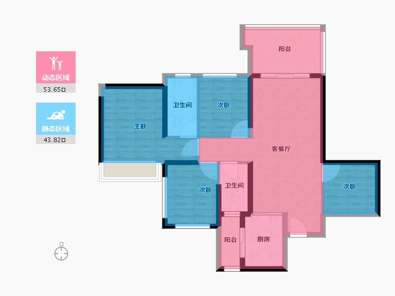 广东省-湛江市-瑞云城市花园-86.46-户型库-动静分区