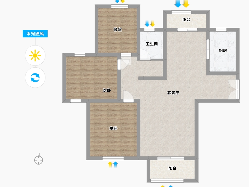 河南省-许昌市-建业森林半岛-94.40-户型库-采光通风