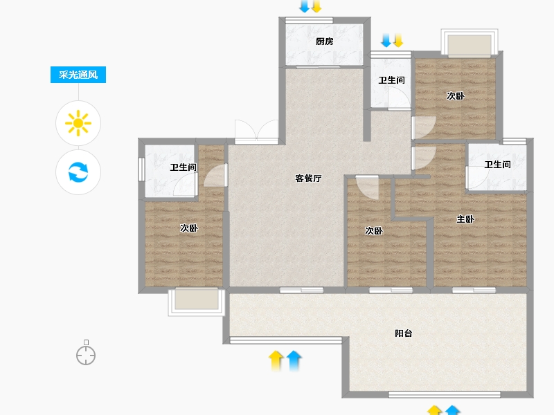 福建省-福州市-中建元亨府-132.00-户型库-采光通风