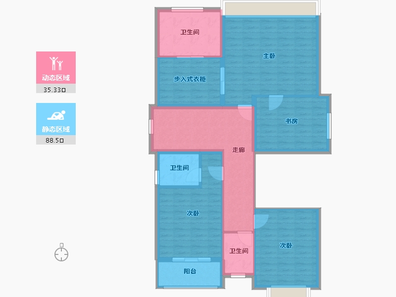 湖南省-长沙市-青竹湖曦园-111.80-户型库-动静分区