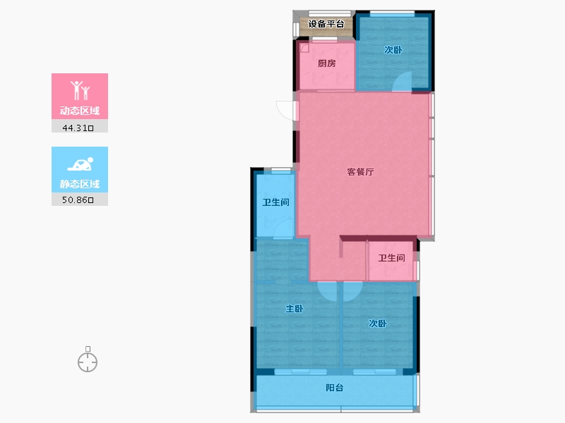 浙江省-杭州市-万科星图光年轩-87.93-户型库-动静分区