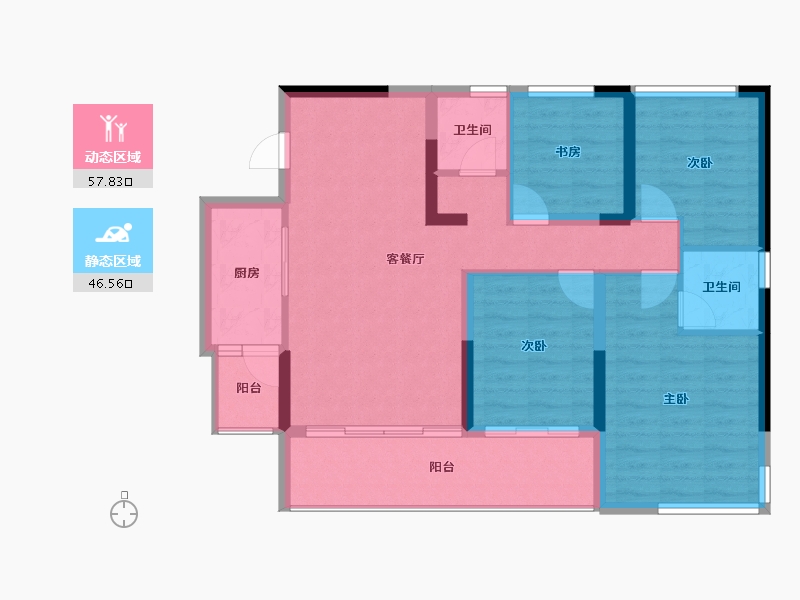 四川省-宜宾市-鲁能公馆-93.78-户型库-动静分区