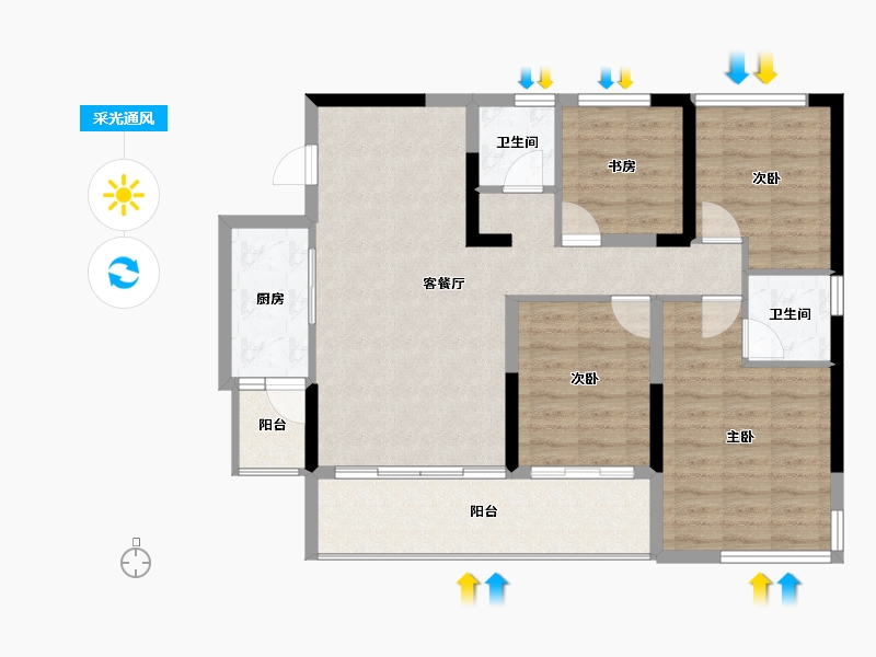 四川省-宜宾市-鲁能公馆-93.78-户型库-采光通风