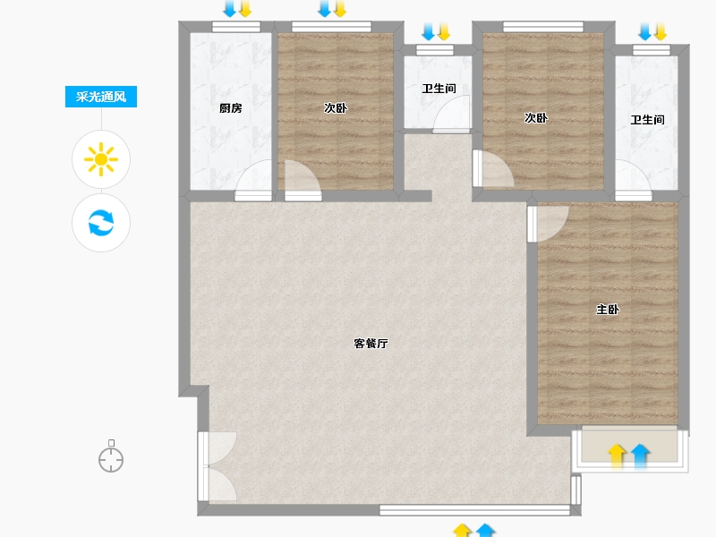 陕西省-西安市-朱雀·渼陂熙园-109.00-户型库-采光通风