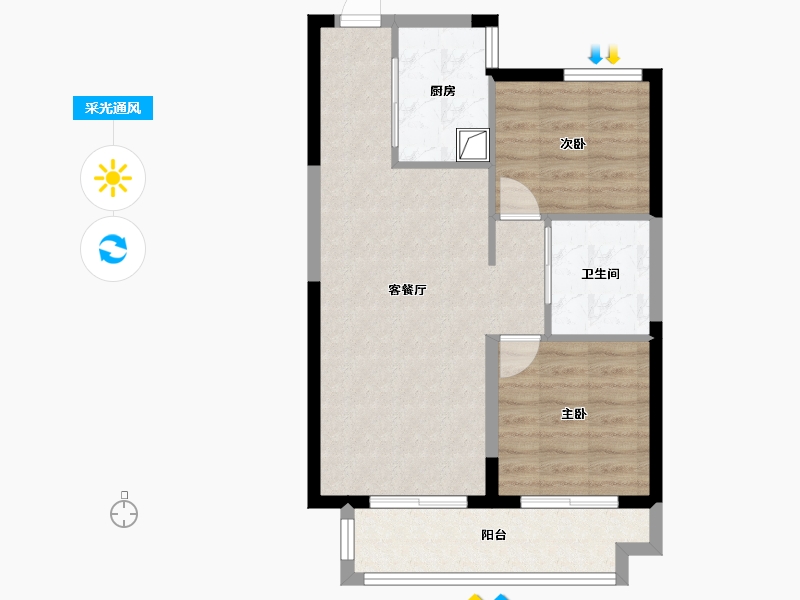 山西省-晋中市-电建地产·晋中洺悦宸苑-61.77-户型库-采光通风