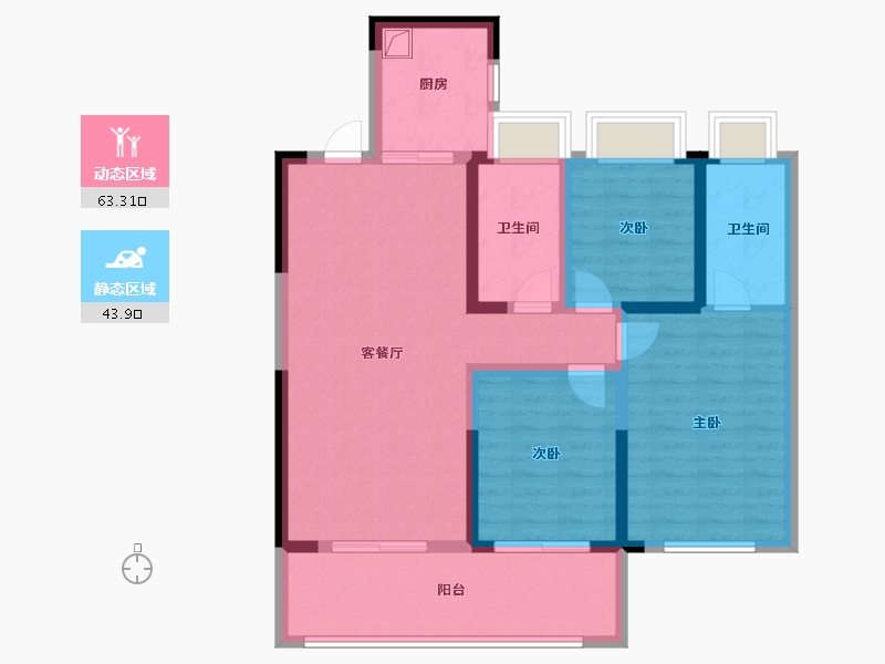 江苏省-南京市-星叶栖悦湾-95.21-户型库-动静分区