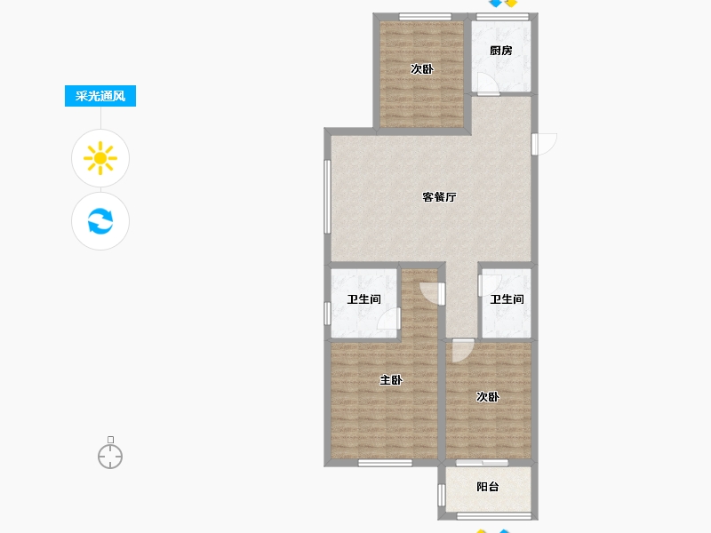 山西省-吕梁市-悦·东方-103.20-户型库-采光通风