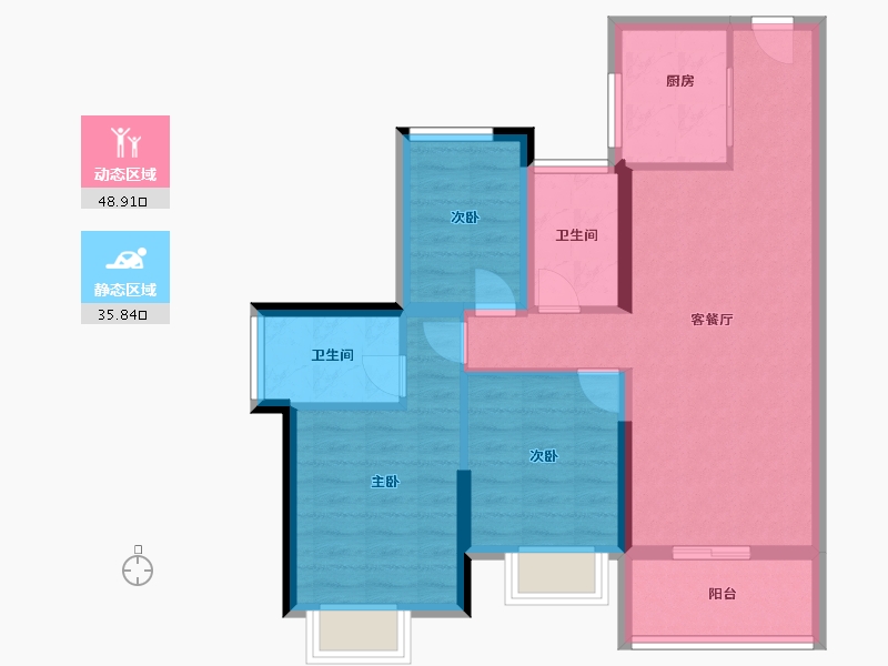 广东省-广州市-铂玥明珠ONE-75.00-户型库-动静分区